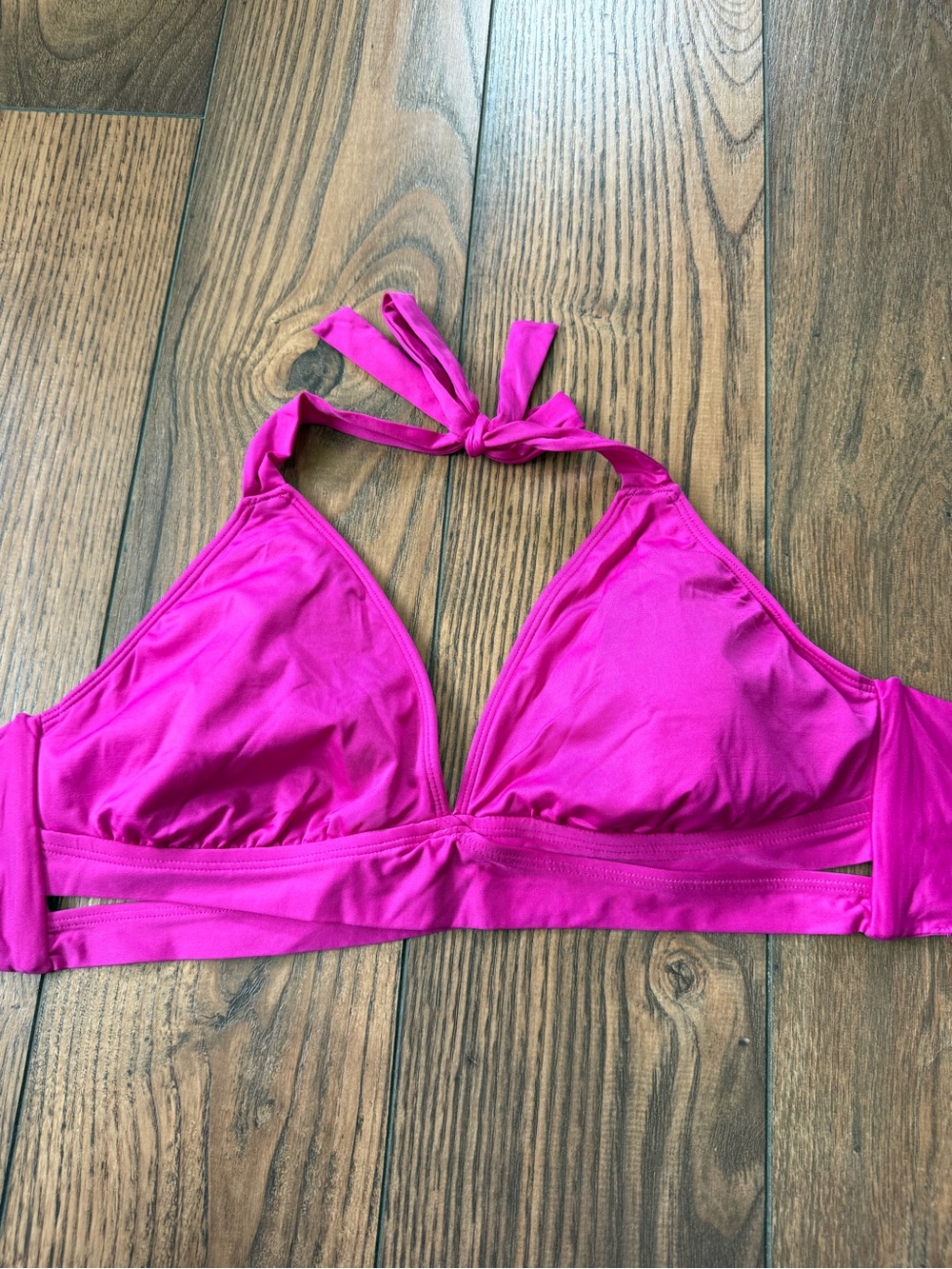 Hot Pink Halter Triangle Bikini Top